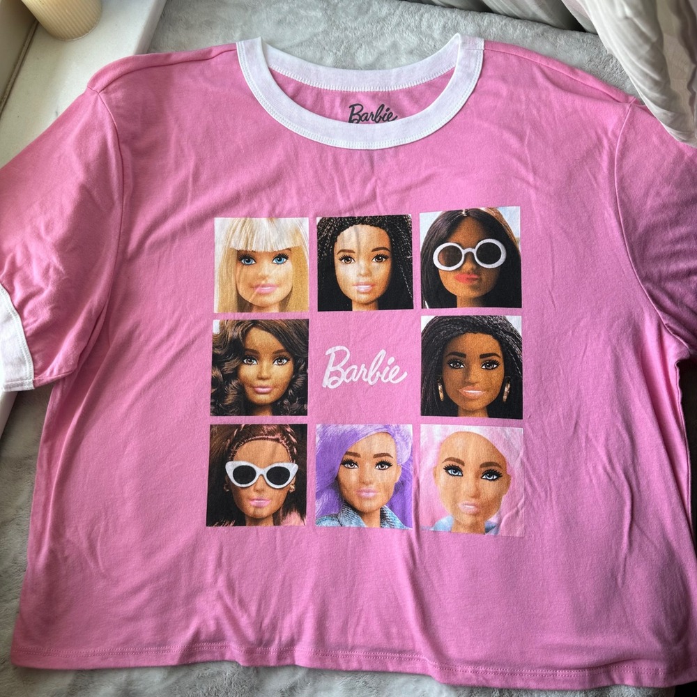 Barbie Pink Dolls Brat Girl Boxy Crop Top Plus Size